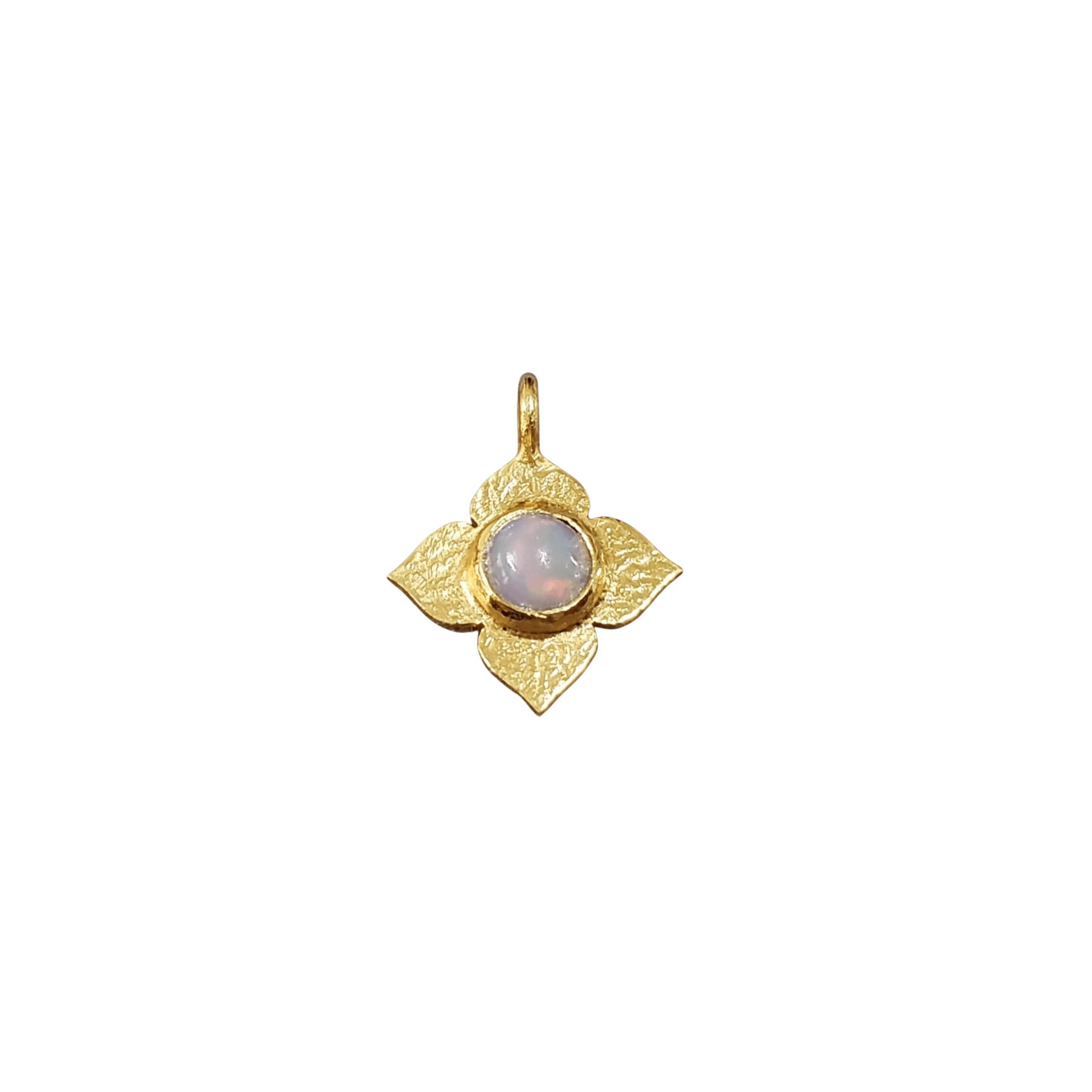 Gold Vermeil Flower Ethiopian Opal Charm Pendant