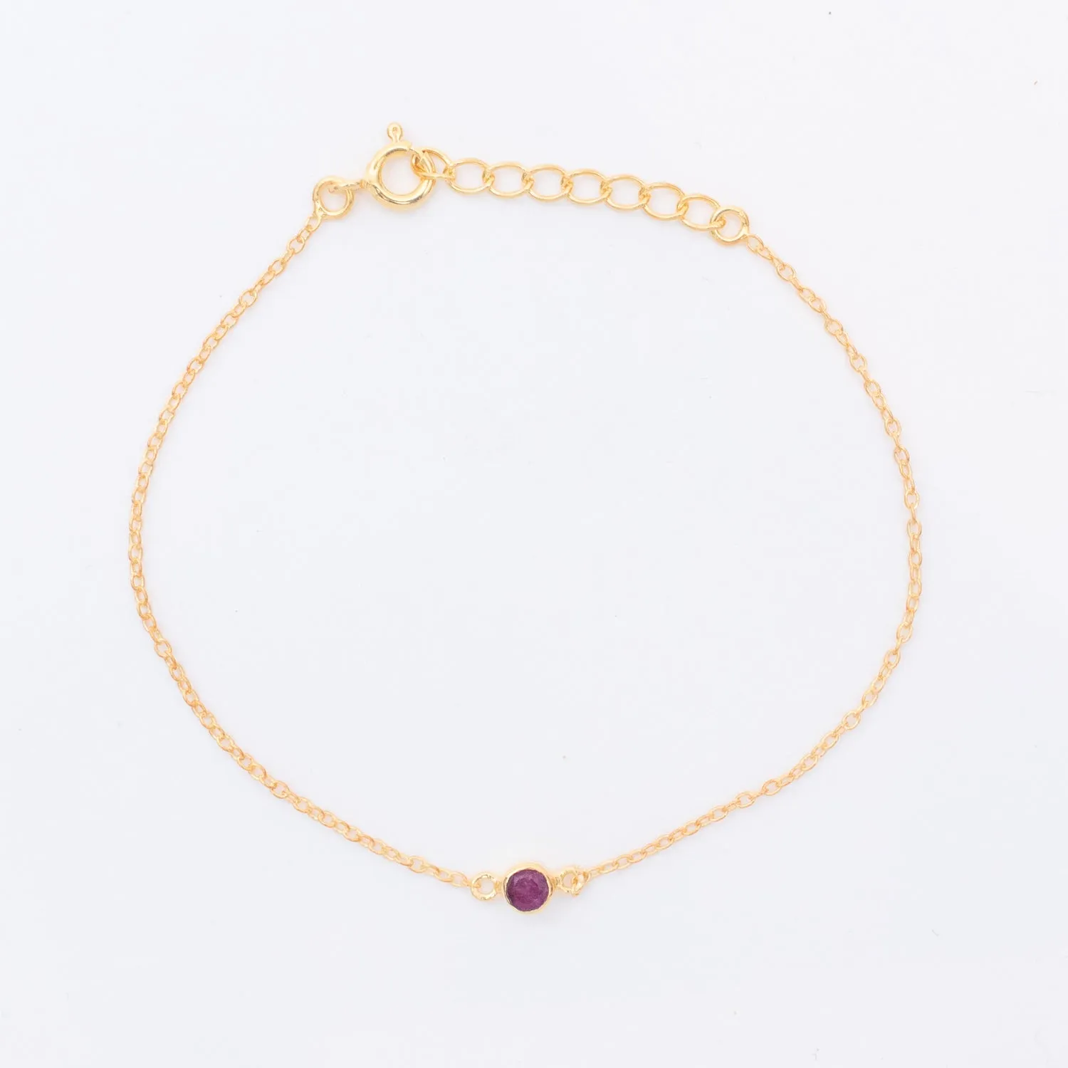 Gold Vermeil Raw Ruby Solitaire Bracelet