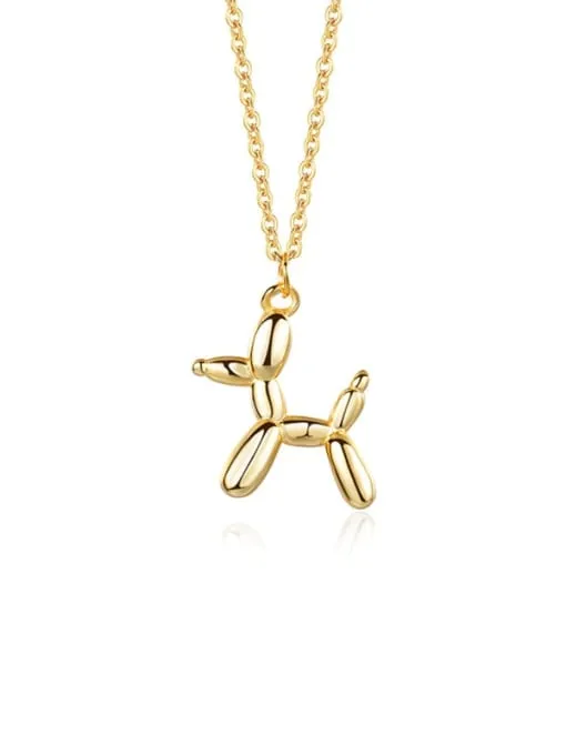 Golden Ballon Dog Necklace, 18k Gold Plated, 925 Sterling Silver Unisex Necklace