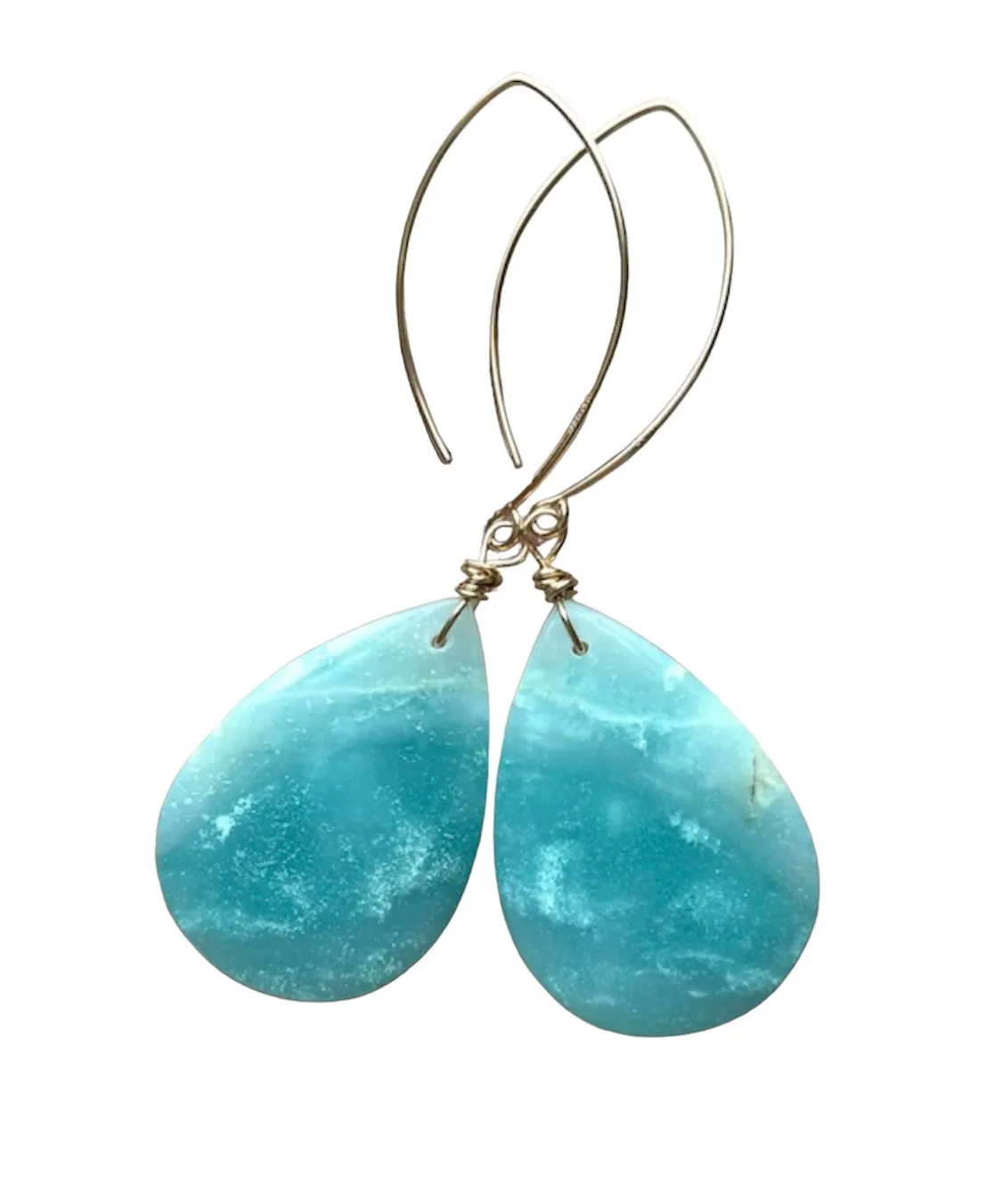 Green Amazonite Gold Filled Statement Crystal Gemstone Earrings