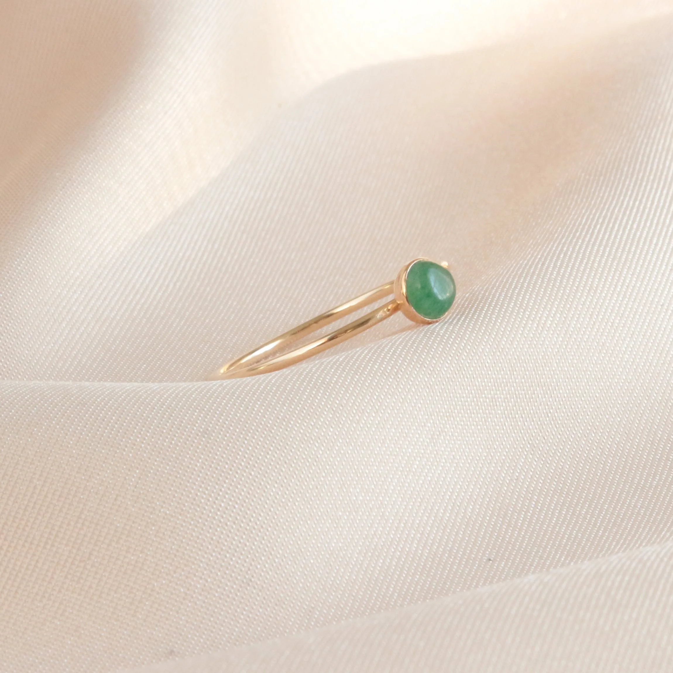 Green Aventurine Dainty Minimalist 4mm Ring