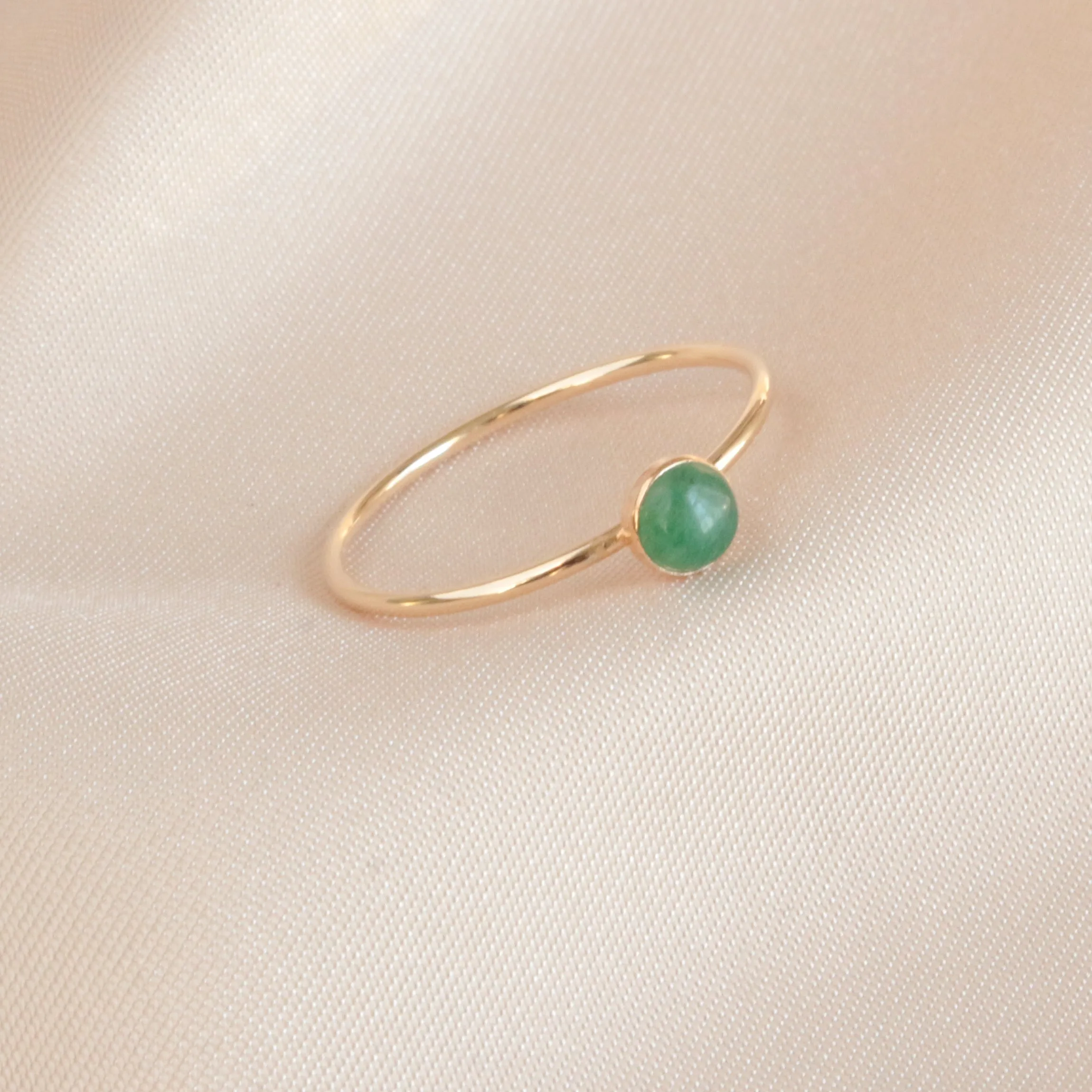 Green Aventurine Dainty Minimalist 4mm Ring