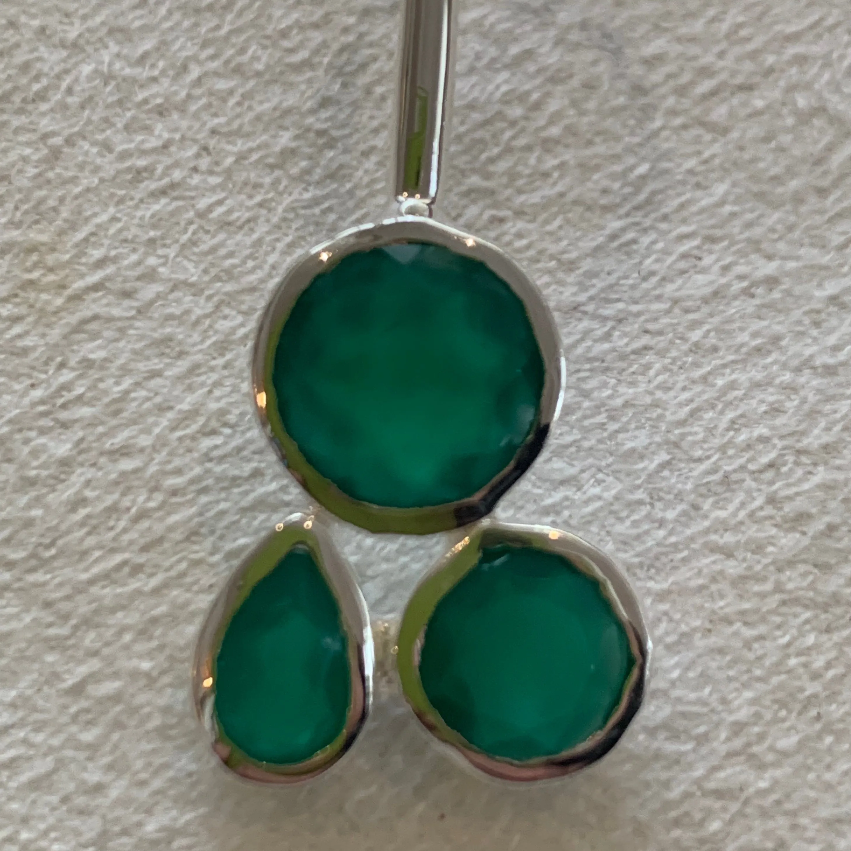 Green Onyx earring with three stones  SE4757