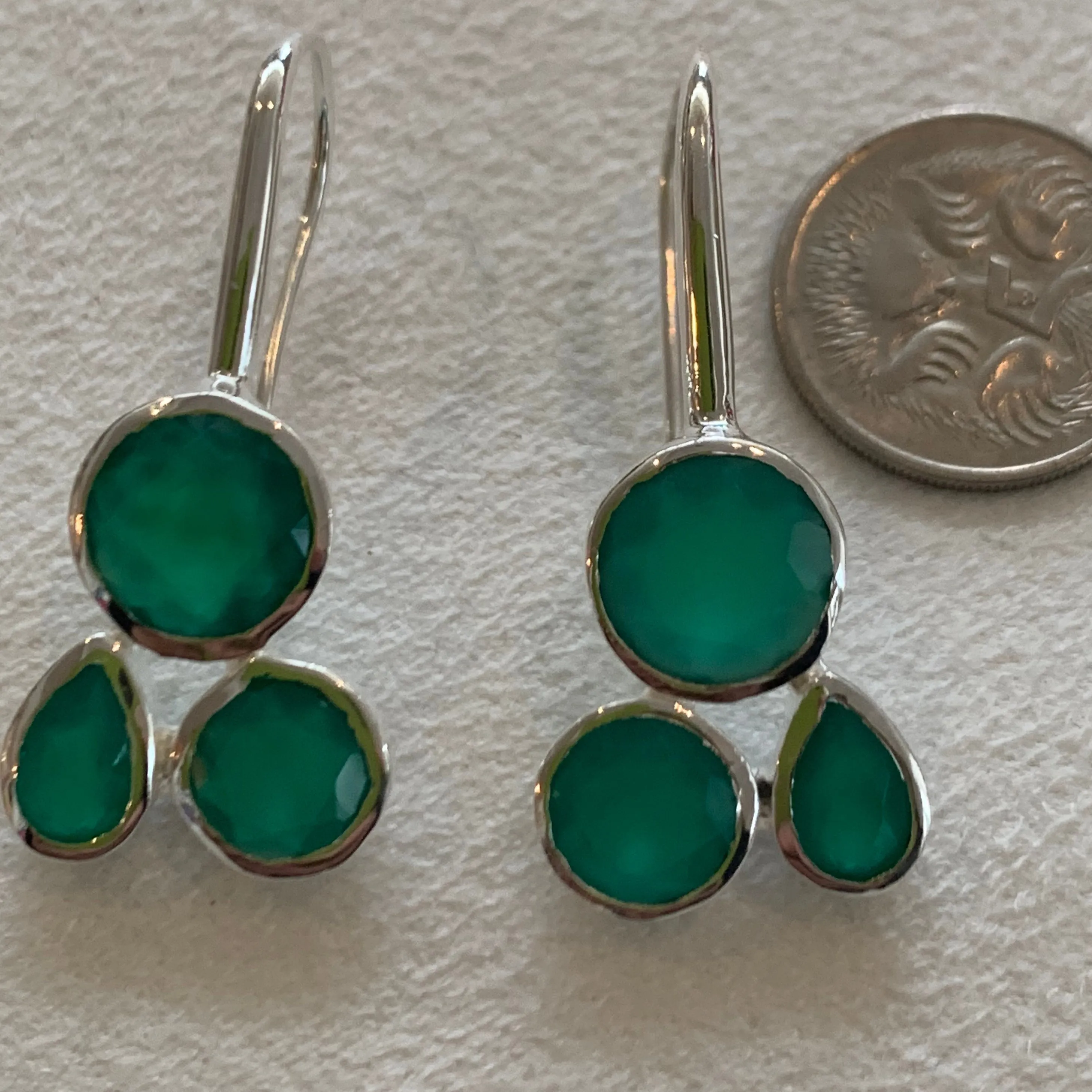 Green Onyx earring with three stones  SE4757