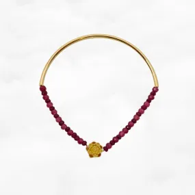 Half Bangle Lotus Ruby Bracelet