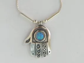 Hamsa Opal Necklace