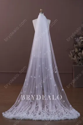 Hand-made 3D Flowers Chapel Length Wedding Veil