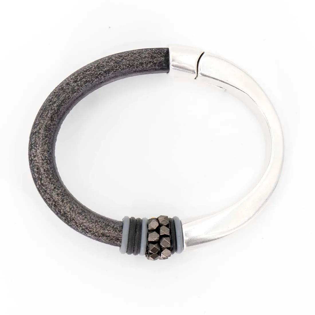 Hand Stitched Leather Bracelet with Beads