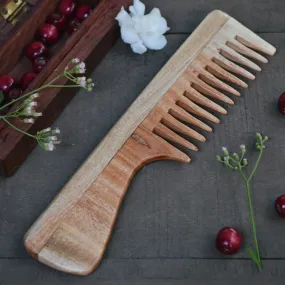 Handmade Neem Wood Hair Comb – Handle