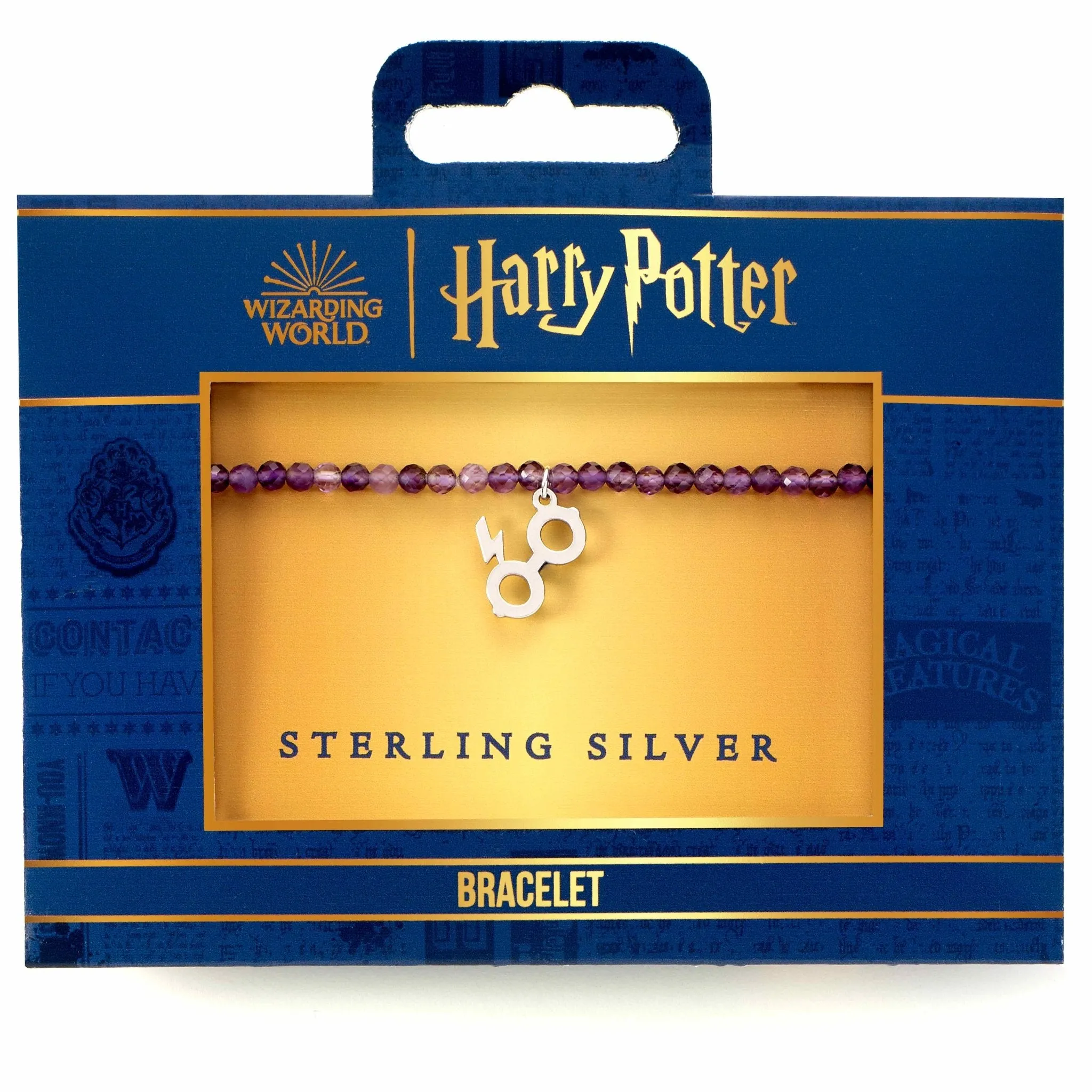 Harry Potter Semi Precious Stone Lightning Bolt Glasses Charm Bracelet HPCR0587