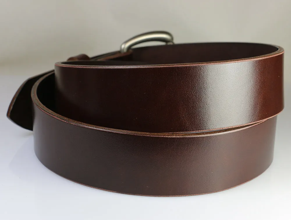 Havana Brown Plain Leather Belt with Removable Buckle