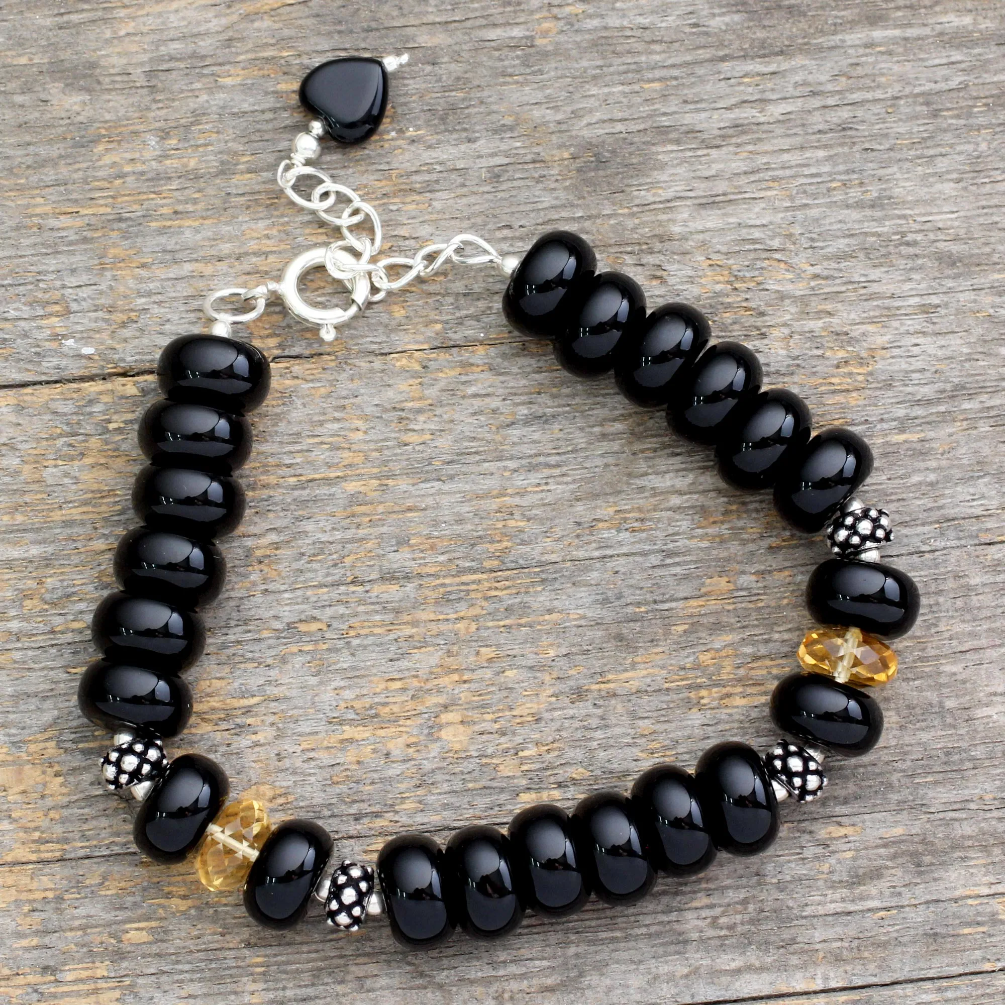 Heart Style Fair Trade Beaded Onyx Bracelet