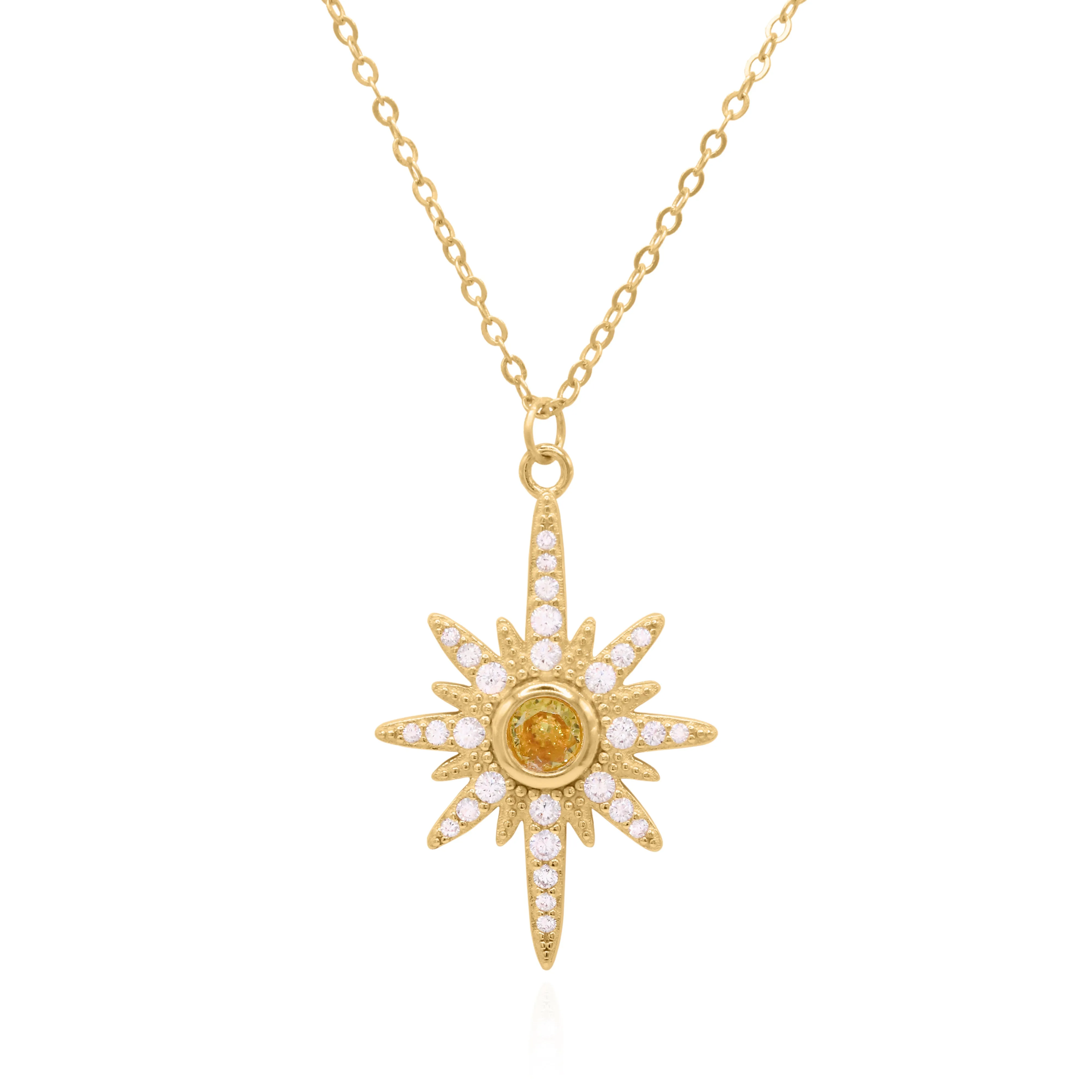 Heidi North Star Birthstone Necklace | 18K Gold Plated