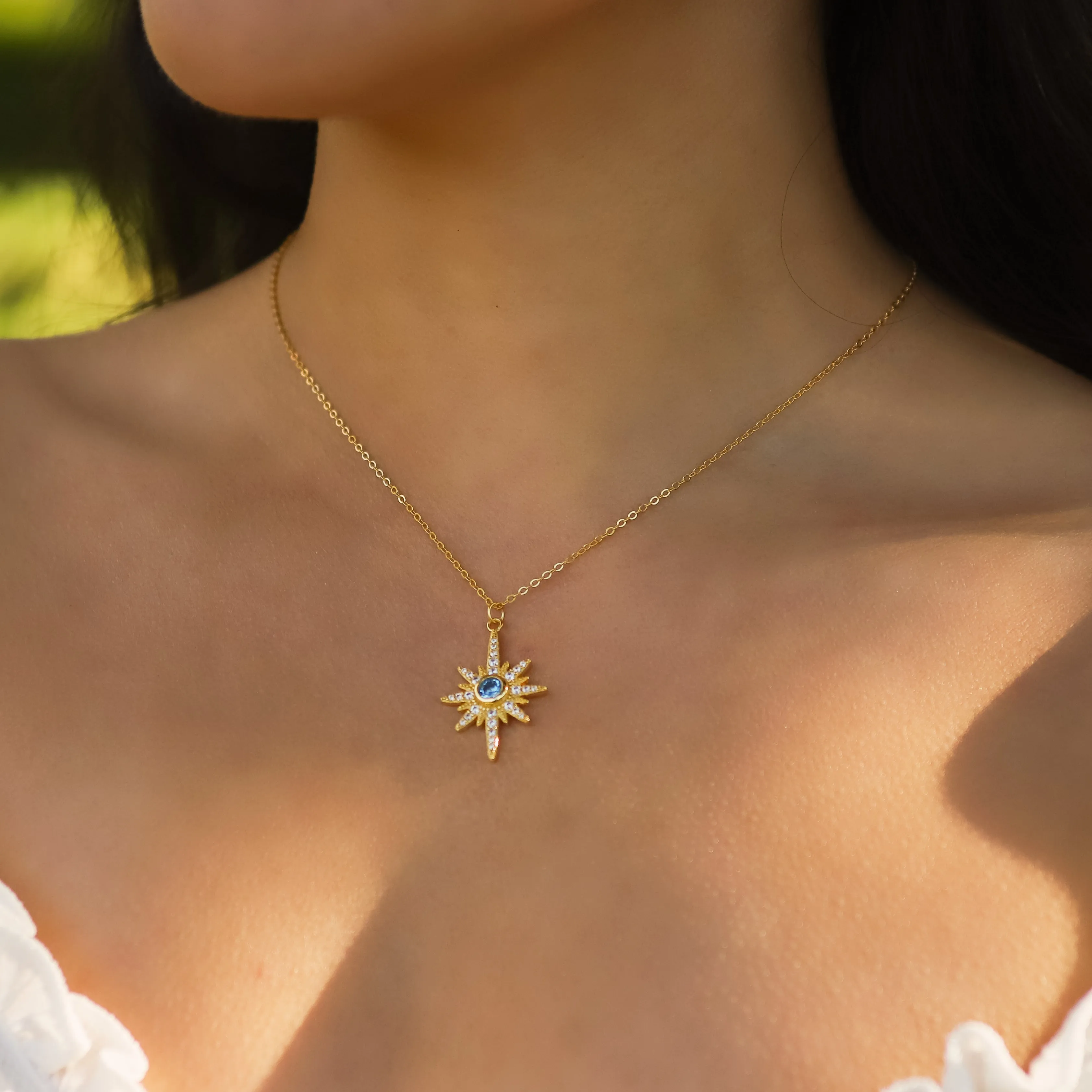 Heidi North Star Birthstone Necklace | 18K Gold Plated