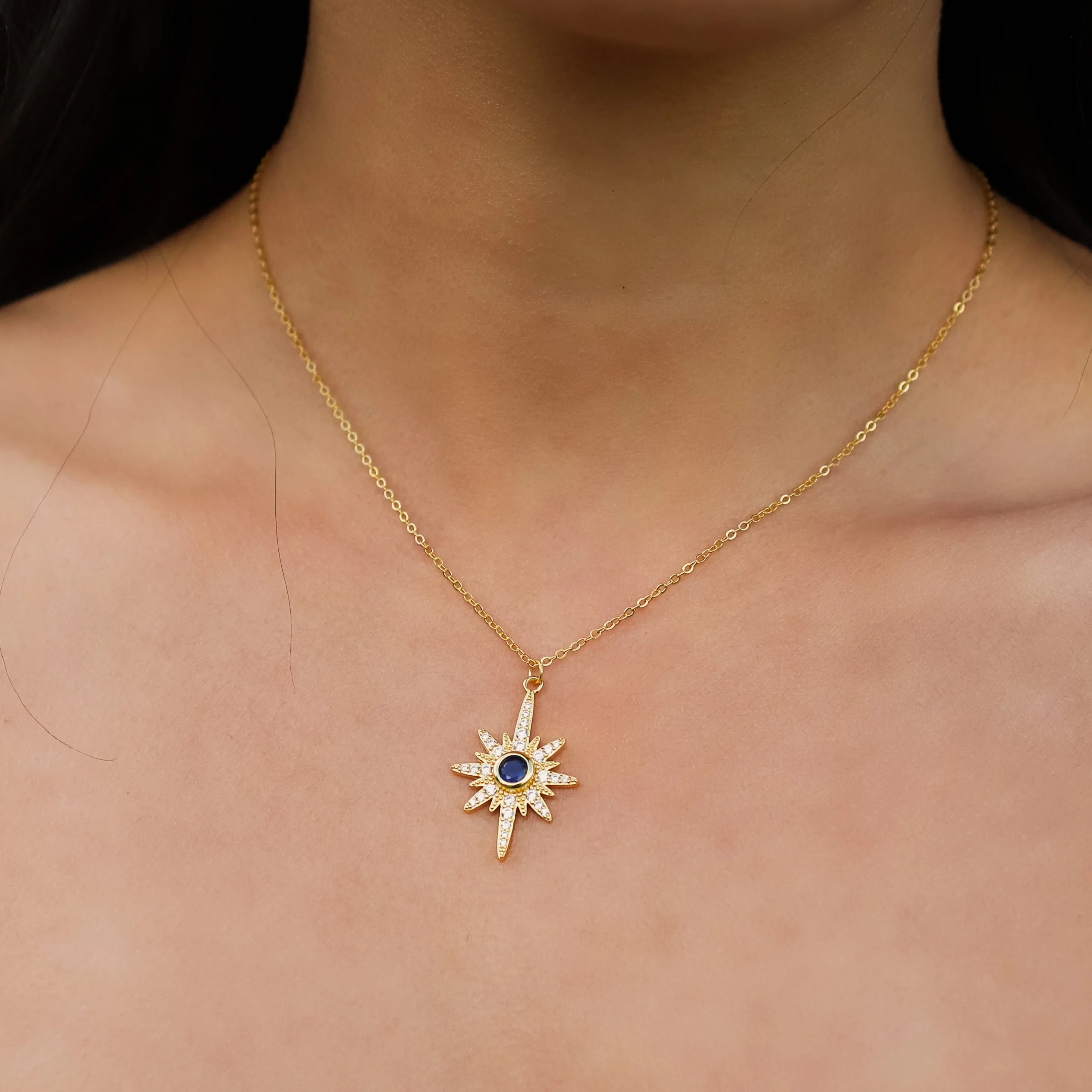 Heidi North Star Birthstone Necklace | 18K Gold Plated