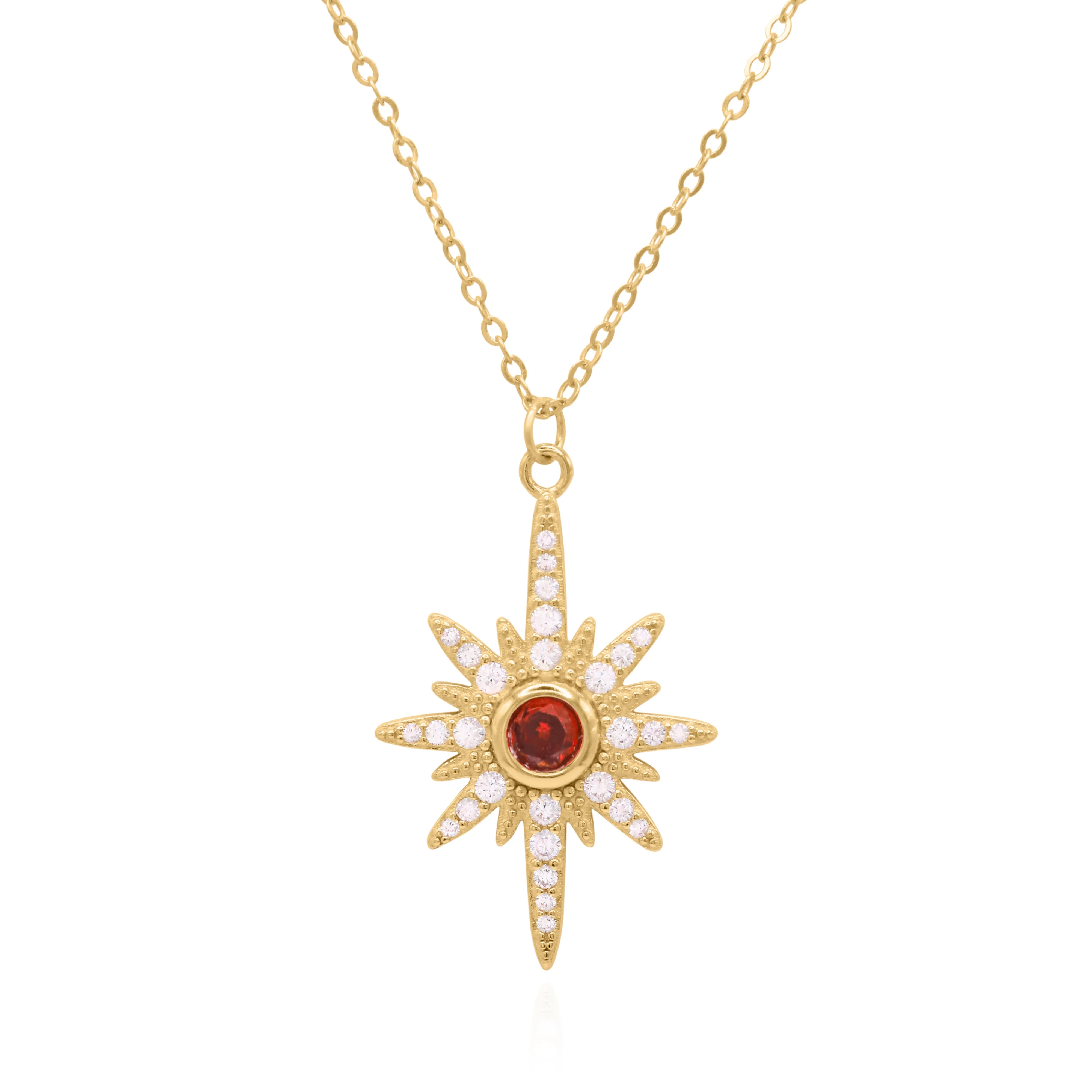 Heidi North Star Birthstone Necklace | 18K Gold Plated