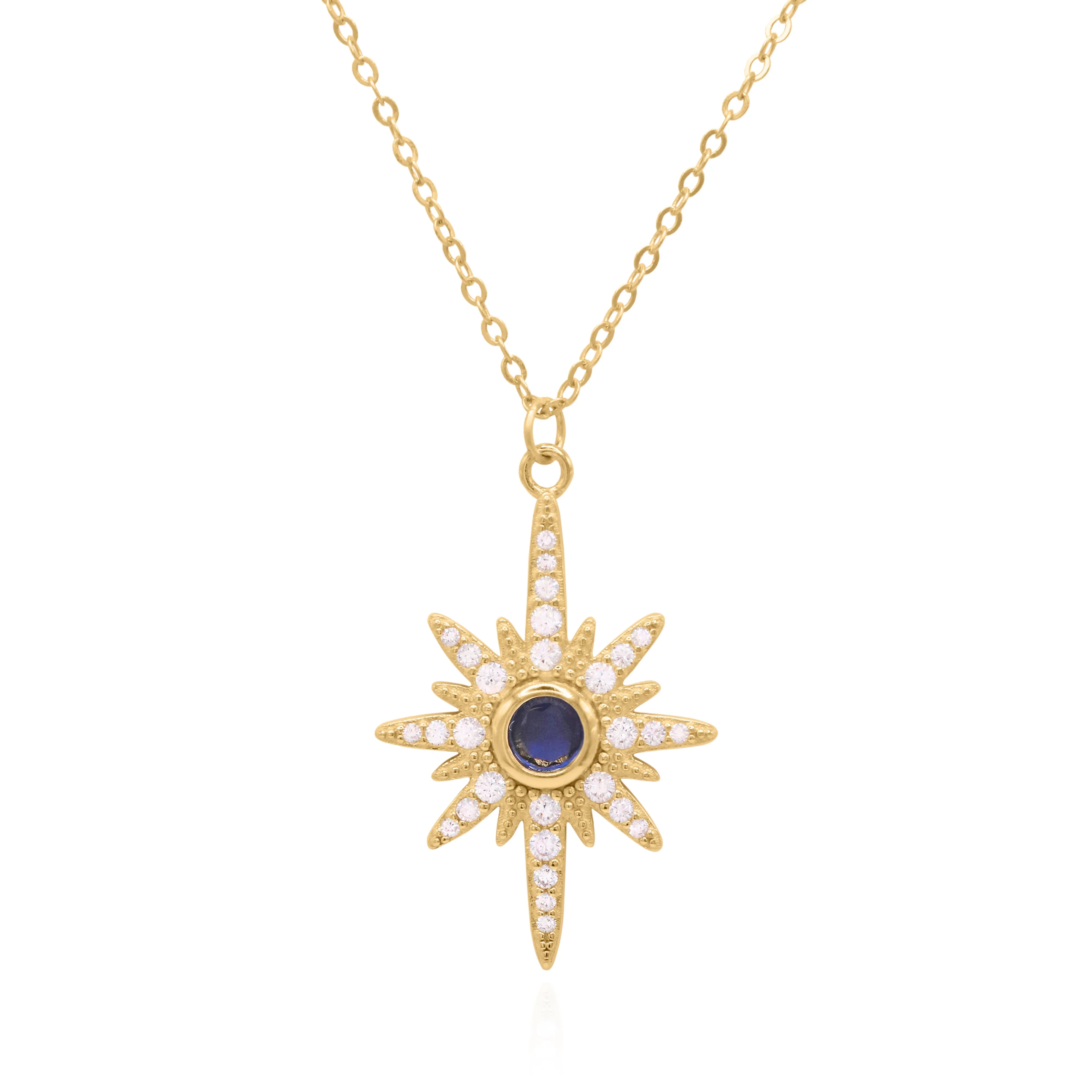 Heidi North Star Birthstone Necklace | 18K Gold Plated