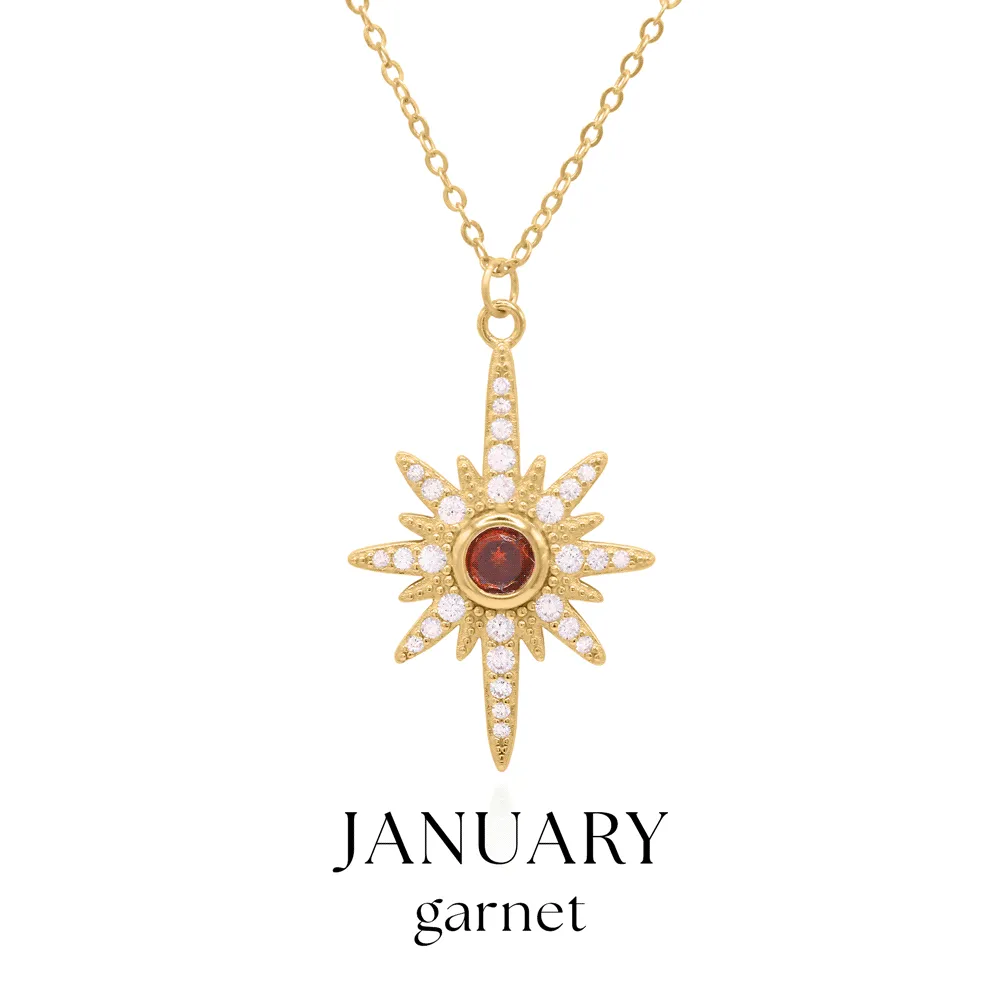 Heidi North Star Birthstone Necklace | 18K Gold Plated