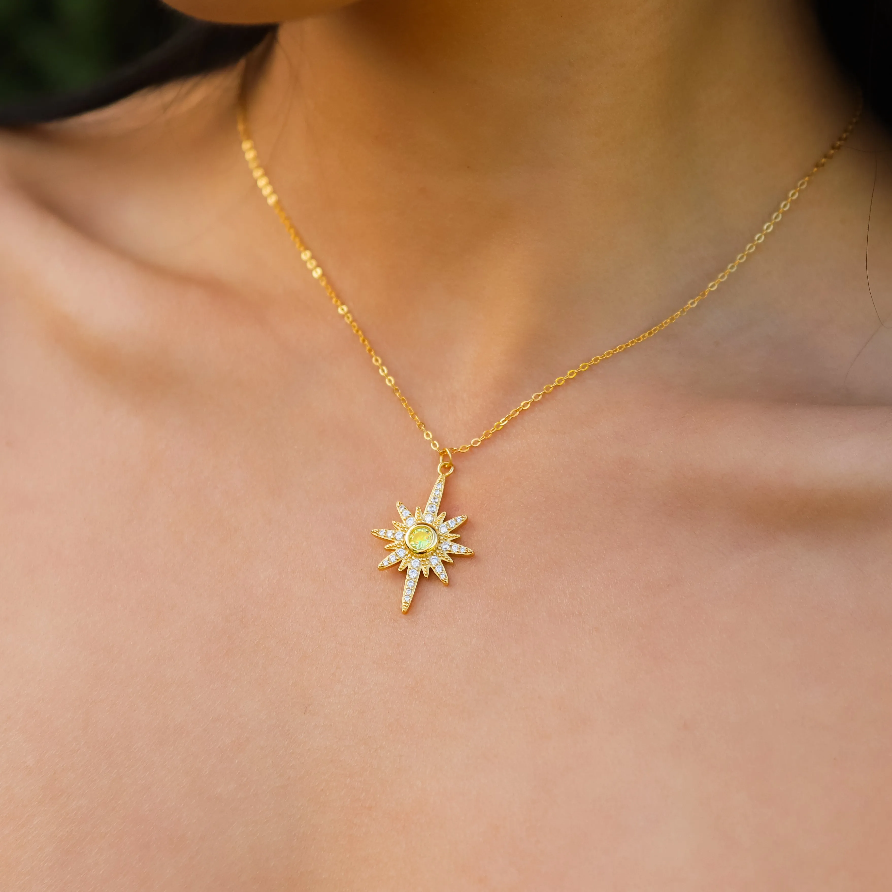 Heidi North Star Birthstone Necklace | 18K Gold Plated