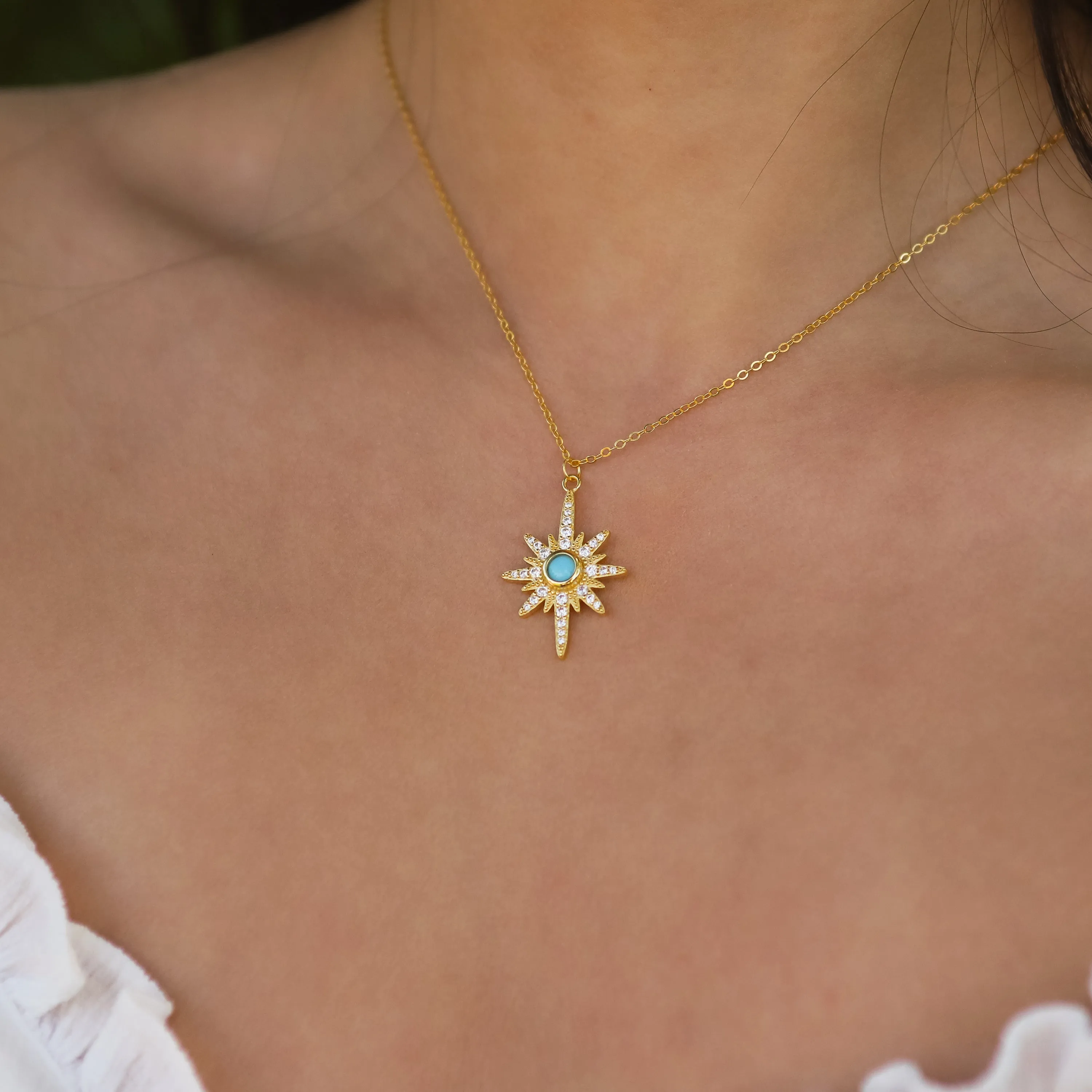 Heidi North Star Birthstone Necklace | 18K Gold Plated