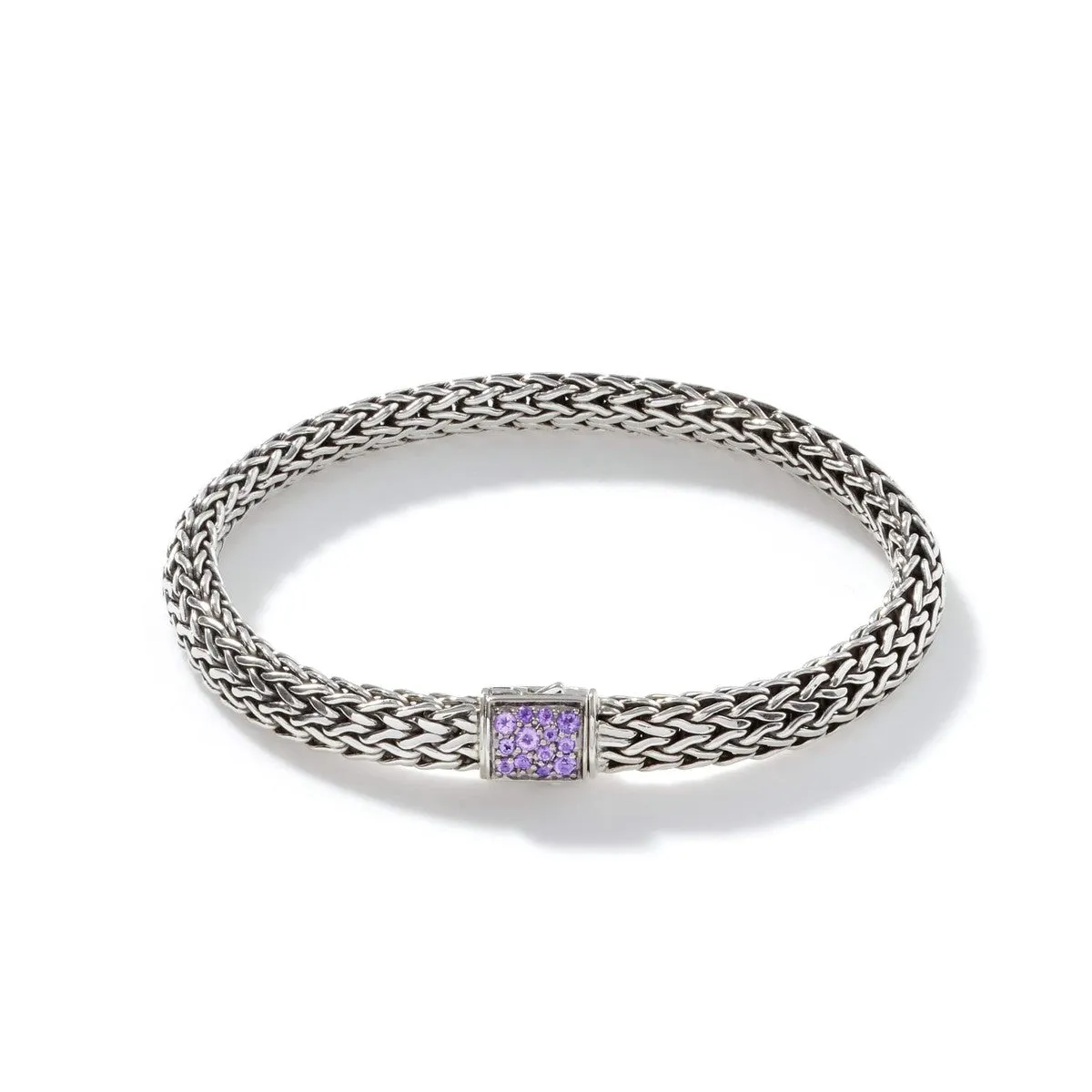 Icon Bracelet, Sterling Silver, Amethyst Pavé, 6.5MM - BBS90422RVBLS2AM