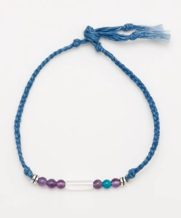 Indigo Dyed Braided Bracelet - Amethyst - Feb