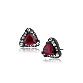 IP Black(Ion Plating) Stainless Steel Earrings with AAA Grade CZ in Ruby for Women Ruby Stone Color Style TK2272