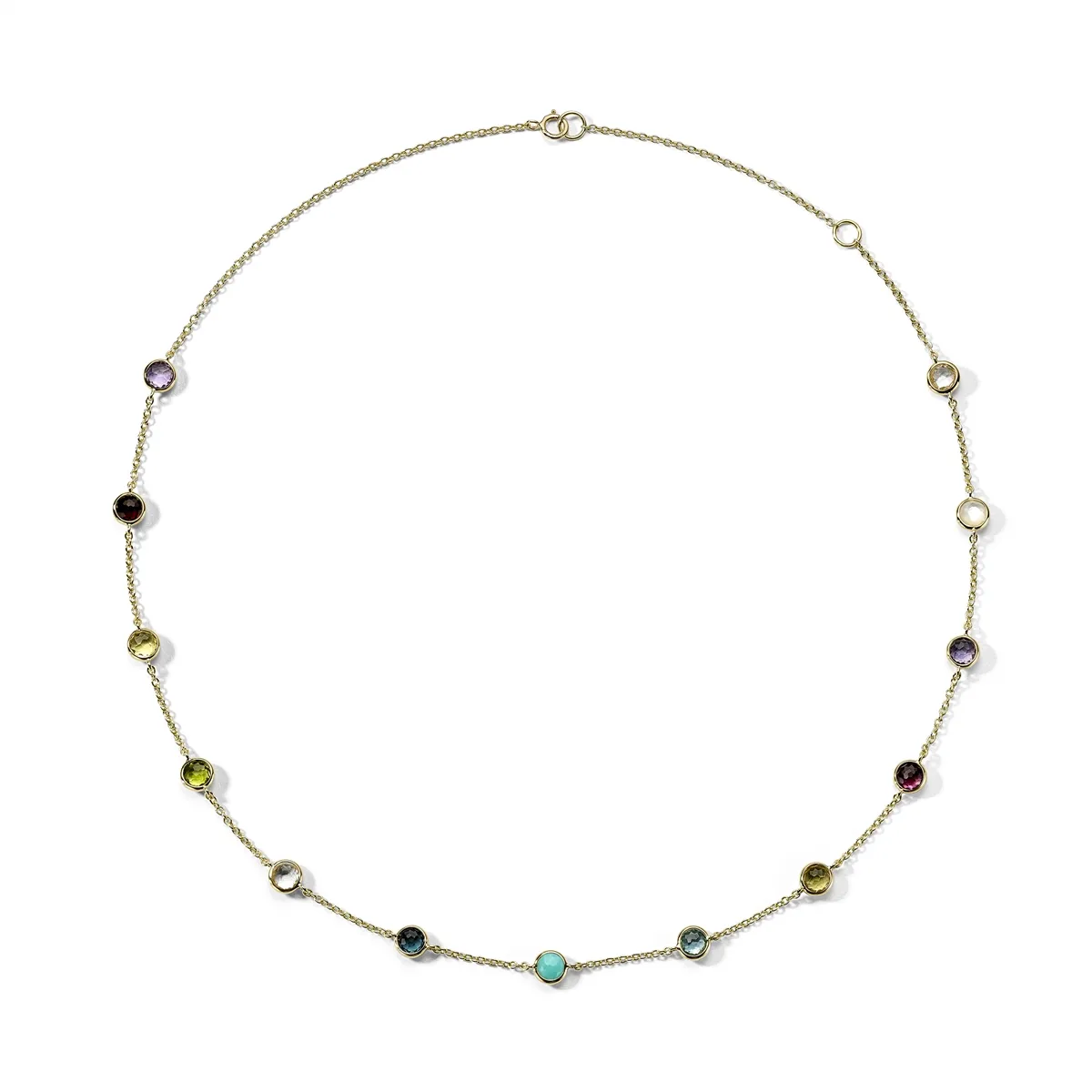 Ippolita 18K Yellow Gold Lollipop 13-Stone Station Necklace in Rainbow, 16-18 inch