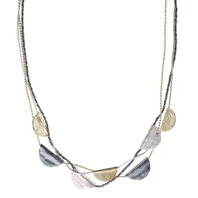 Israeli Dganit Hen Gold Silver Folded Half Moons Necklace