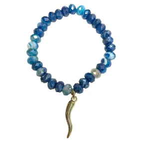 Italian Horn Blue Beaded Gemstone Bracelet