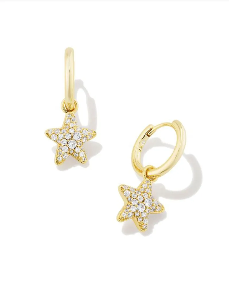 Jae Star Pave Huggie Gold White Crystal by Kendra Scott