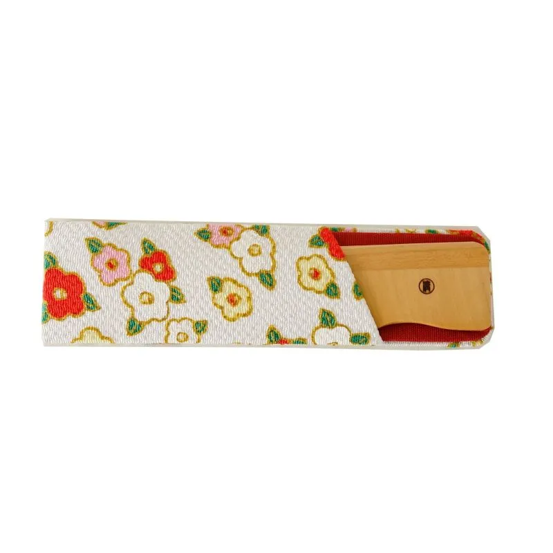 Japanese Akane (Madder) Comb with Chirimen (Crepe Fabric) Case ,  Handmade in Kyoto, Japan,  Japanese traditional hair comb