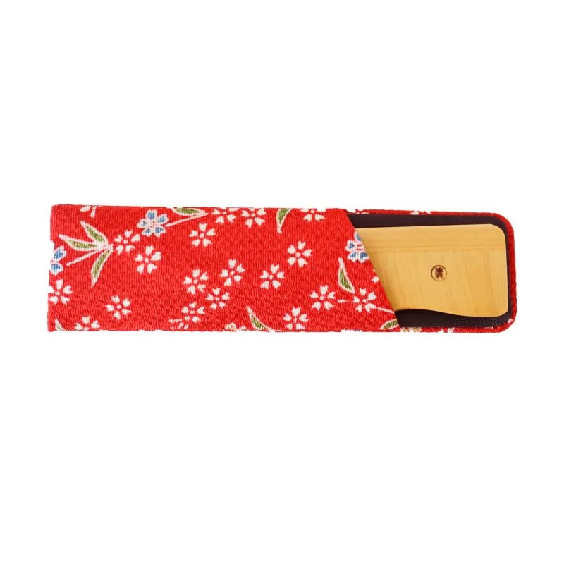 Japanese Akane (Madder) Comb with Chirimen (Crepe Fabric) Case ,  Handmade in Kyoto, Japan,  Japanese traditional hair comb