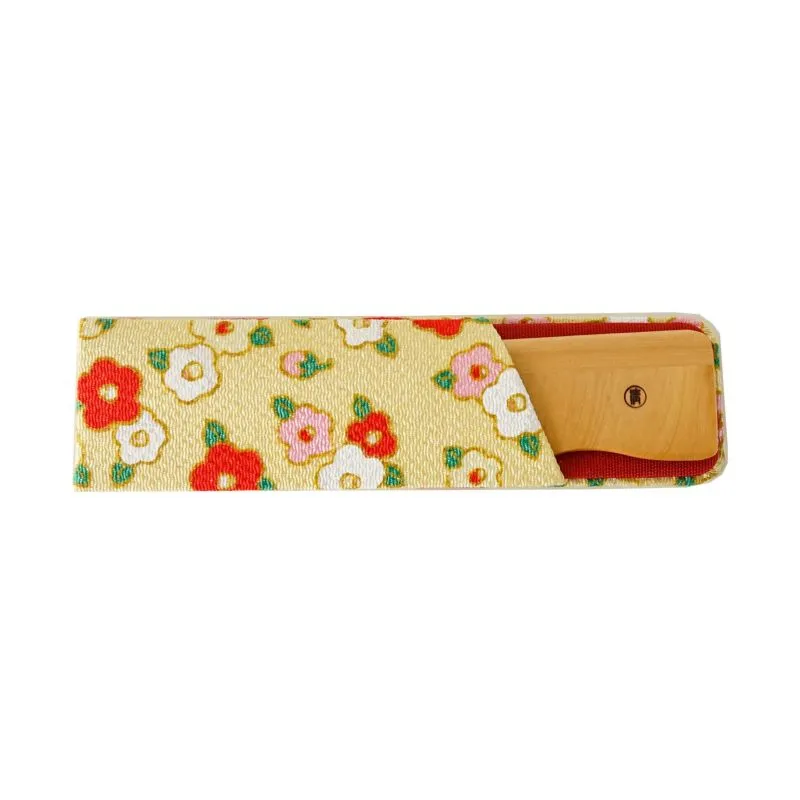 Japanese Akane (Madder) Comb with Chirimen (Crepe Fabric) Case ,  Handmade in Kyoto, Japan,  Japanese traditional hair comb