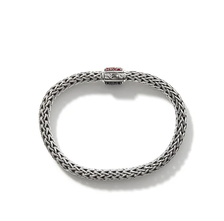 John Hardy Classic Chain Reversible Bracelet in Black Sapphire and Ruby