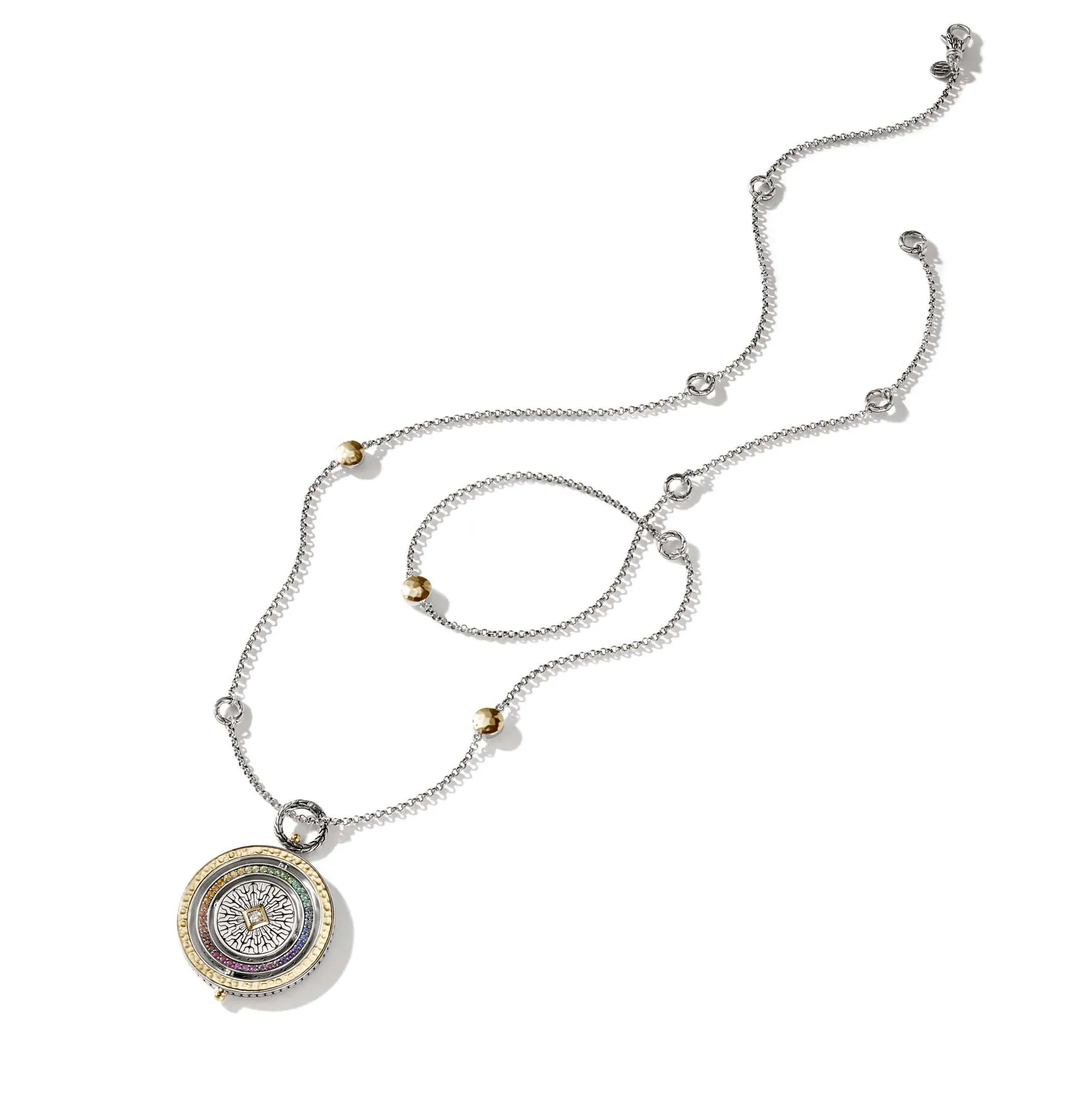 John Hardy Moon Door Yellow Gold and Sterling Silver Rainbow Necklace