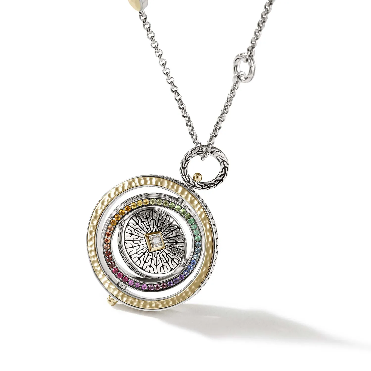 John Hardy Moon Door Yellow Gold and Sterling Silver Rainbow Necklace