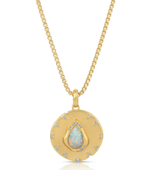 Joy Dravecky Luster Medallion Necklace - Opal