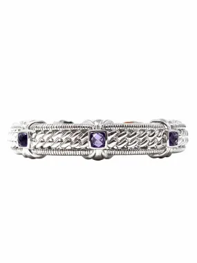 Judith Ripka .925 Purple Square Braided Cubic Zirconia Bracelet