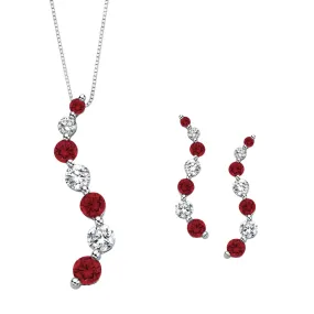 KATARINA Ruby and Alternating Diamond "Journey of Love" Curve Jewelry Set