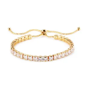 Keeley 4mm Princess CZ Gold Tennis Bolo Bracelet