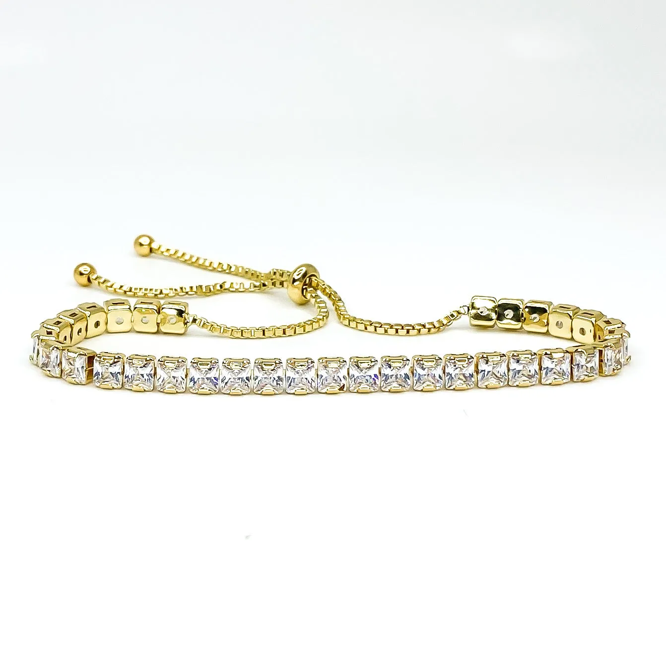 Keeley 4mm Princess CZ Gold Tennis Bolo Bracelet