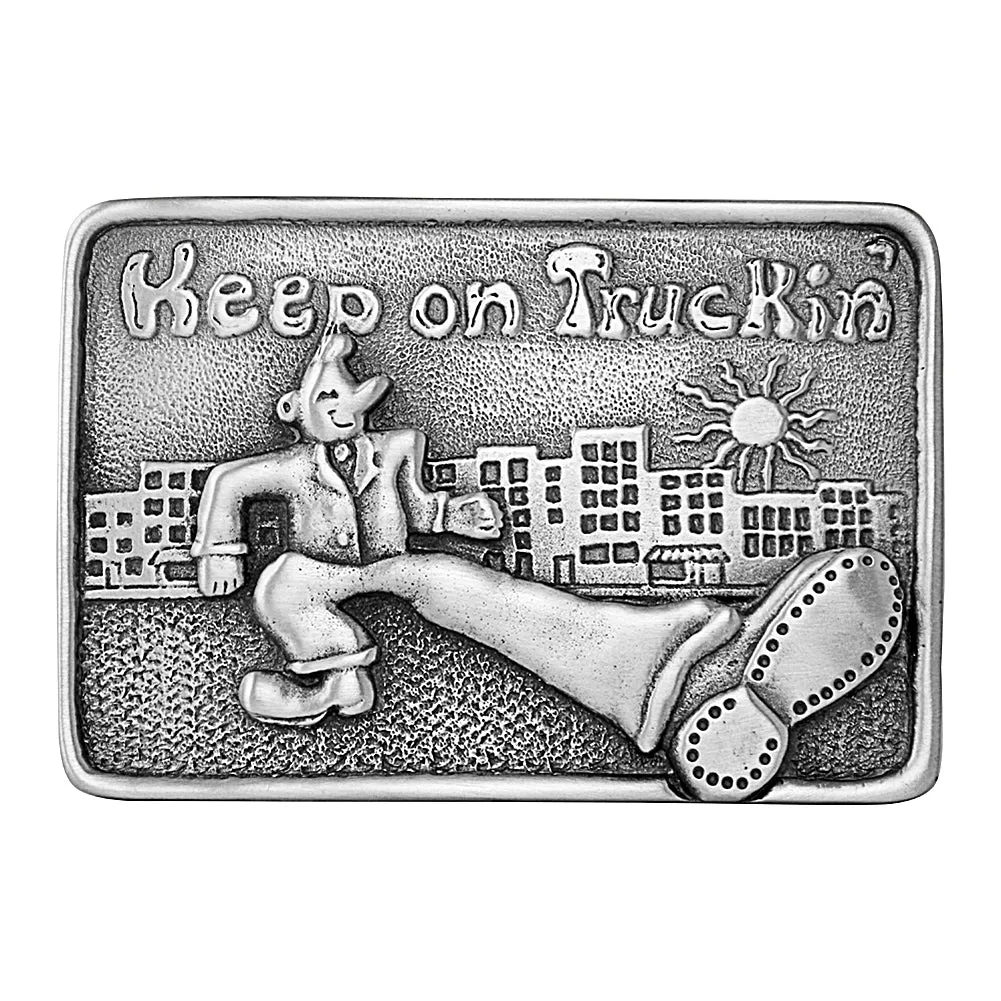 Keep On Truckin' Pewter Belt Buckle