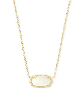 Kendra Scott Elisa Pendant Necklace for Women, Fashion Jewelry, 14k Gold-Plated, White Opal