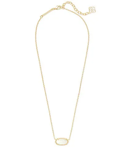 Kendra Scott Elisa Pendant Necklace for Women, Fashion Jewelry, 14k Gold-Plated, White Opal