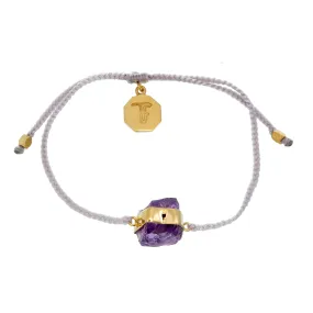 KIDS CRYSTAL BRACELET -PASTEL GREY WITH AMETHYST - GOLD