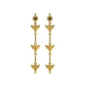 Konstantino Melissa 18K Yellow Gold Dangle Bee Earrings with Brown Diamonds