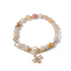 Korean Version Little Bee Crystal and Gemstone Sterling Silver Bracelet