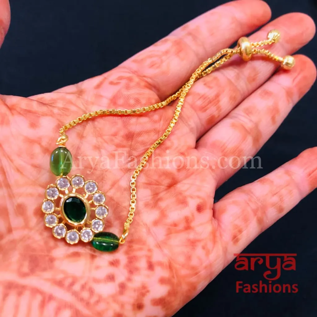 Kundan Pearl Chain Bracelet/ Rajwadi Bracelet/ Kundan Chain Bracelet