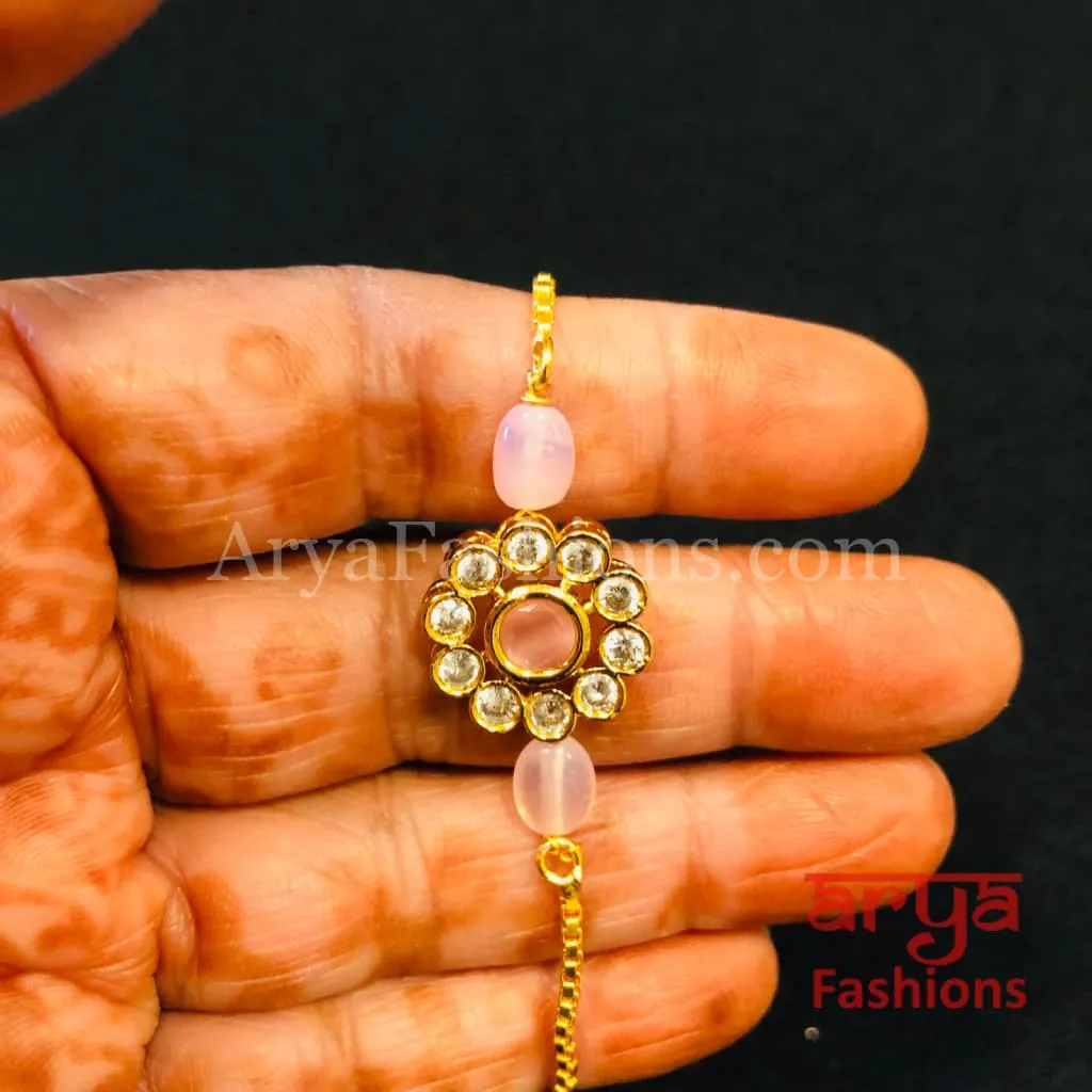 Kundan Pearl Chain Bracelet/ Rajwadi Bracelet/ Kundan Chain Bracelet